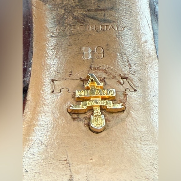 Prada Brown Leather Criscross Block Heel platform sandals - Picture 5 of 8